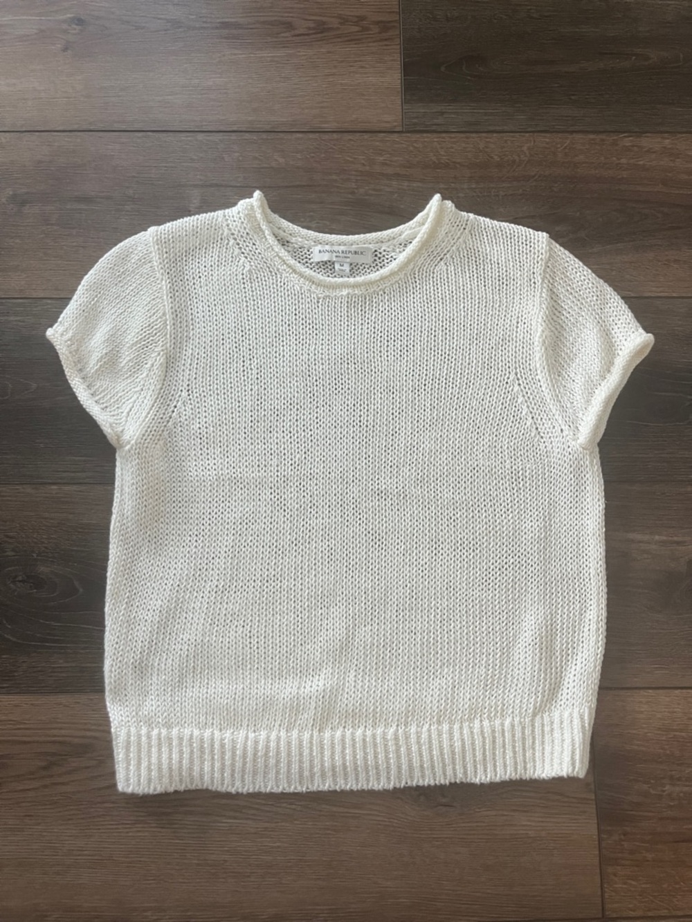 Banana Republic Off-White Short Sleeve Linen Top